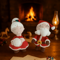 Duo Iconique de Noël au Crochet : Le Père et la Mère Noël