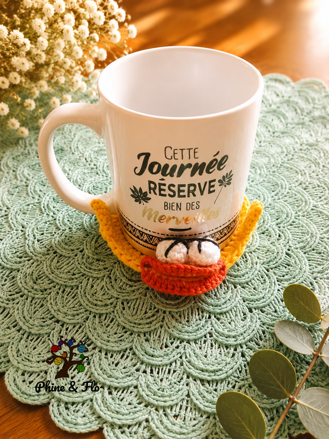 Sous-verre crochet animal fait main en coton Oeko-Tex – Souris, grenouille, lézard, tortue, dindon, canard ou scrat – Image 9