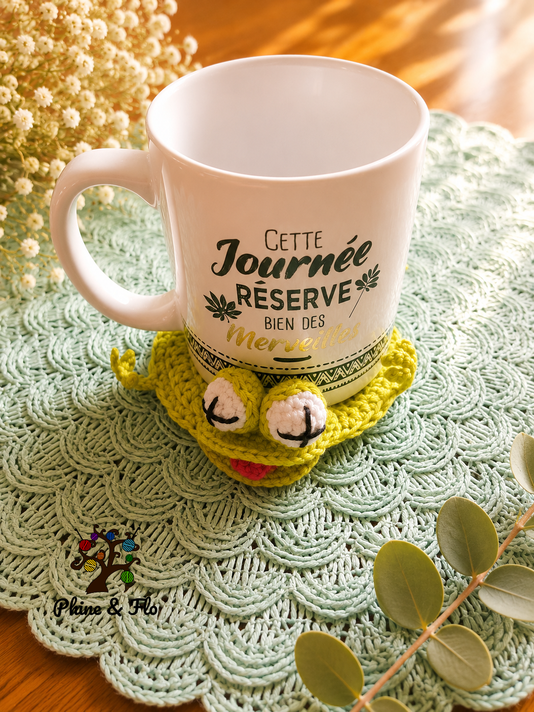 Sous-verre crochet animal fait main en coton Oeko-Tex – Souris, grenouille, lézard, tortue, dindon, canard ou scrat – Image 11