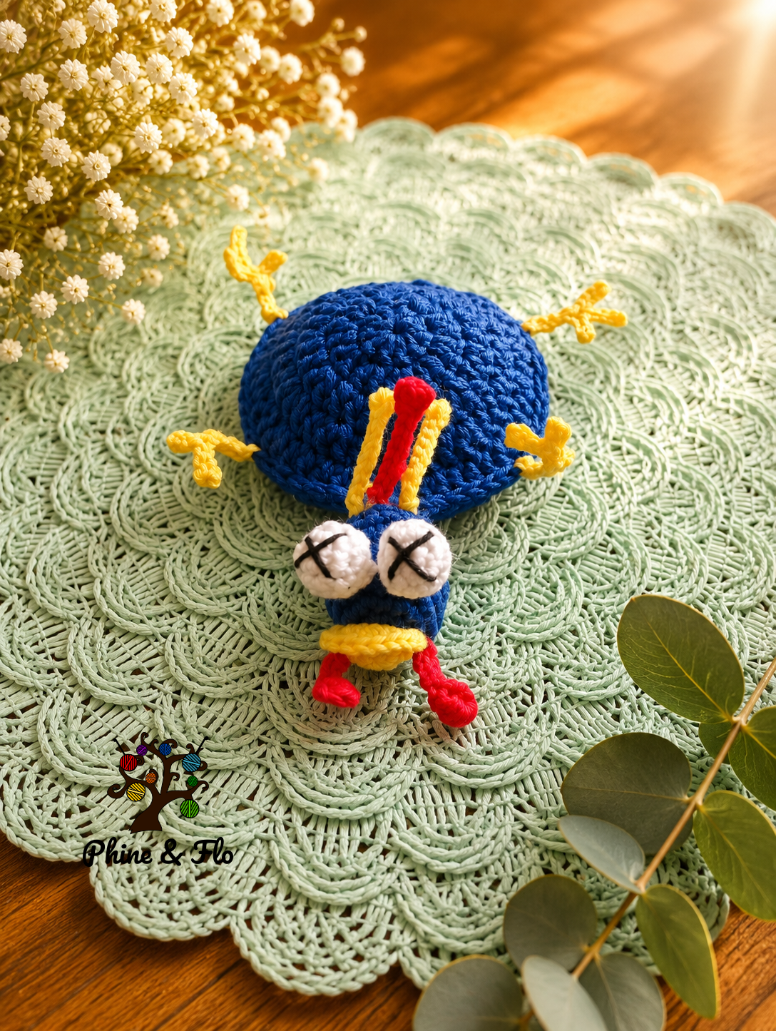 Sous-verre crochet animal fait main en coton Oeko-Tex – Souris, grenouille, lézard, tortue, dindon, canard ou scrat – Image 12