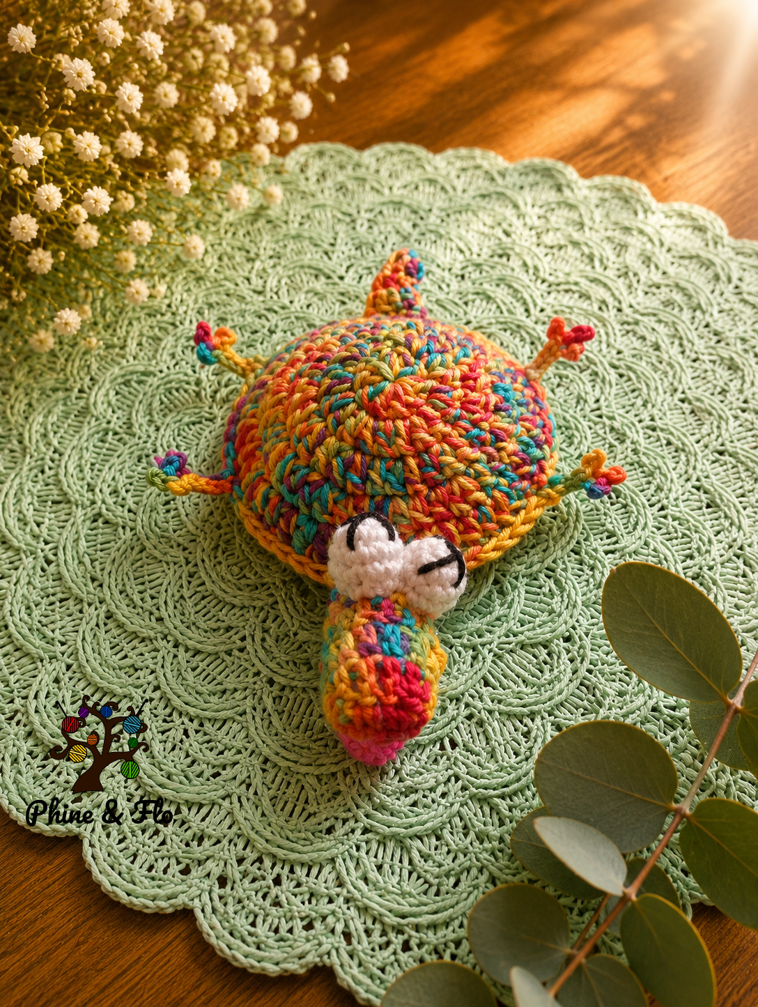 Sous-verre crochet animal fait main en coton Oeko-Tex – Souris, grenouille, lézard, tortue, dindon, canard ou scrat – Image 14