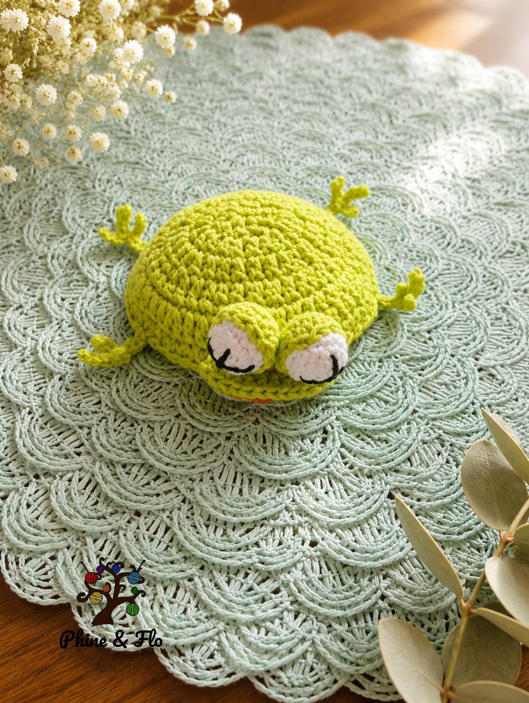 Sous-verre crochet animal fait main en coton Oeko-Tex – Souris, grenouille, lézard, tortue, dindon, canard ou scrat – Image 4