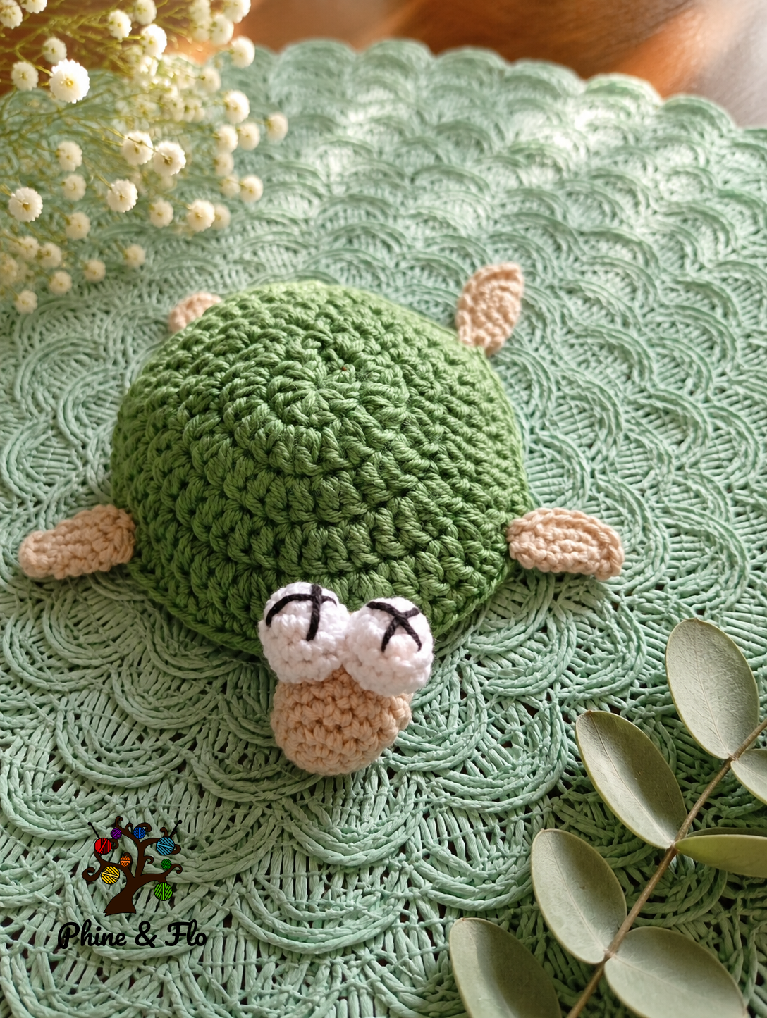 Sous-verre crochet animal fait main en coton Oeko-Tex – Souris, grenouille, lézard, tortue, dindon, canard ou scrat – Image 5